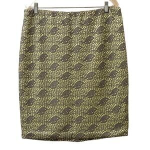 Mossimo Green and Grey Straight Pencil Lace Skirt Back Slit Stretch Size Large